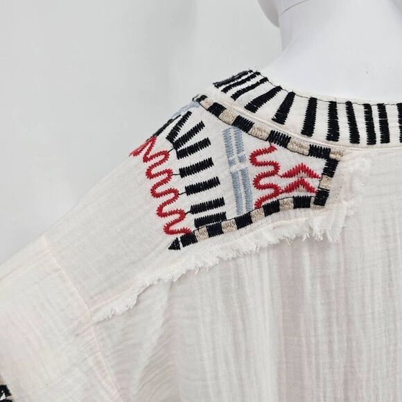 Johnny Was Biya Ramar Peasant Boho Tassel Oversized Top White S - Picture 7 of 10